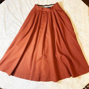 70s Vintage Orange Calf Length Skirt with Pockets
